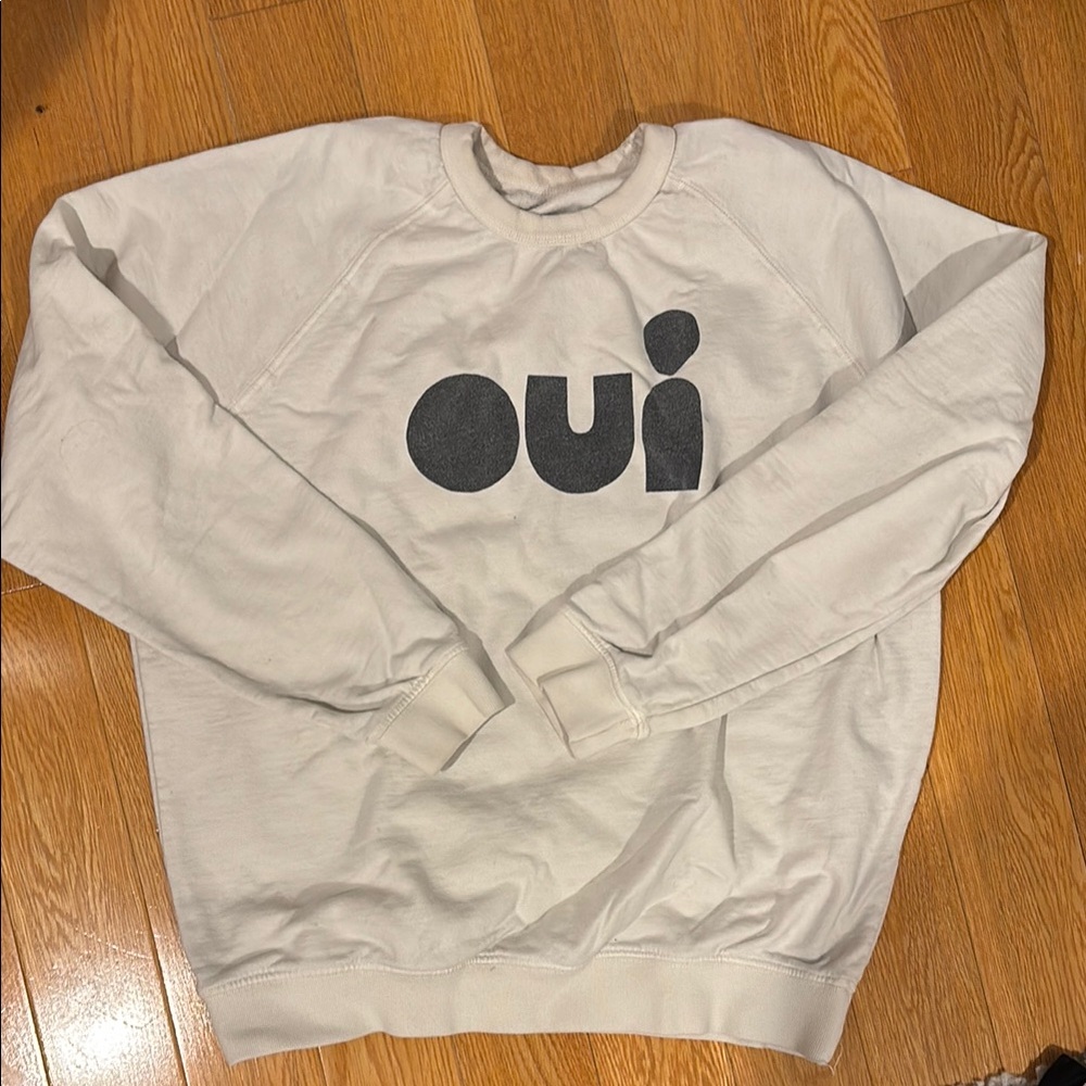 Clare V Cream Sweatshirt with Black Print